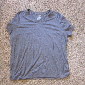 NWOT Danskin Now Loose 3X 22/24W Gray Vneck Dri More Shirt Ruched Sides